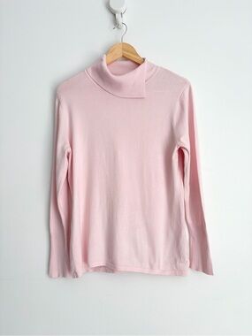 Marble Blush Pink Draped Turtleneck Sweater Balletcore Twee M